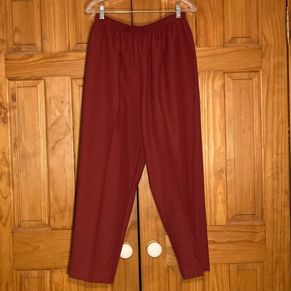 NWOT Alfred Dunner Vintage 90s Pull On Pants Elastic Waist Red Size 14